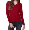 Charlie B Plushy Knit Sweater With Grommets In Ruby In Red