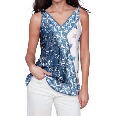 Charlie B V-neck Knot On Shoulder Top In Navy In Blue