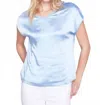 Charlie B Satin Short Sleeve Top In Cerulean In Blue