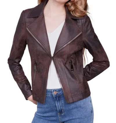 Charlie B Vegan Leather Moto Jacket In Mocha In Brown