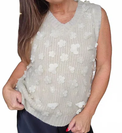 Charlie B Vested In Flowers Mesh Vest In Oat In Neutral