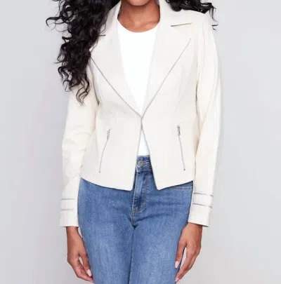 Charlie B Vintage Faux Leather Jacket In Off White