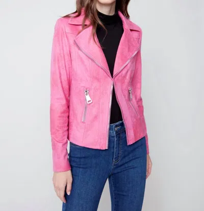 Charlie B Vintage Faux Leather Perfecto Jacket In Orchid In Pink