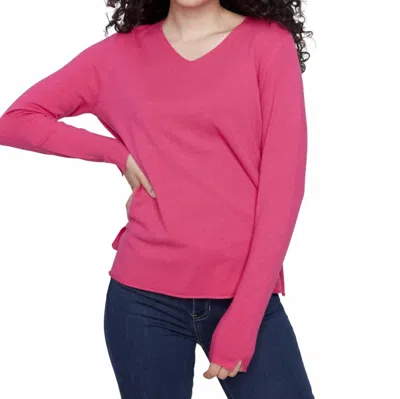 Charlie B V-neck Basic Sweater In Magenta In Pink