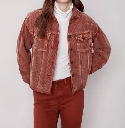 CHARLIE B WASHED-OUT CORDUROY JACKET IN CINNAMON