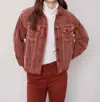 CHARLIE B WASHED-OUT CORDUROY RAW EDGE JACKET IN CINNAMON