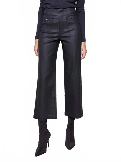 Charlie B Wax Twill Flare Leg Pant With Welt Front Pocket In Black