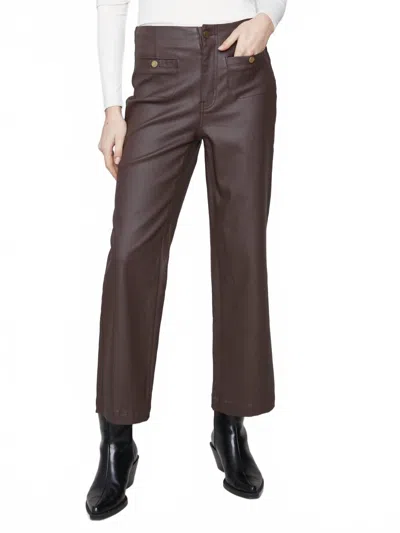 Charlie B Wax Twill Flare Leg Pants In Mocha In Burgundy