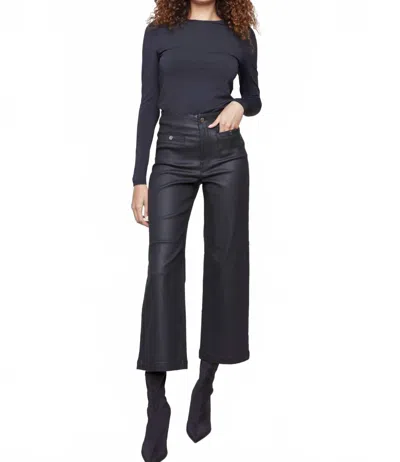 Charlie B Wax Twill Flare Leg Pants In Noir In Transparent