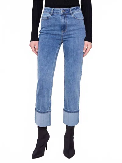Charlie B Wide Cuff Straight Leg Jean In Medium Blue