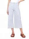 Charlie B Wide Leg Cropped Jeans With Scallop Embroidered Hem In Stripes In Blue