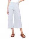 Charlie B Wide Leg Cropped Jeans With Scallop Embroidered Hem In Stripes In Blue