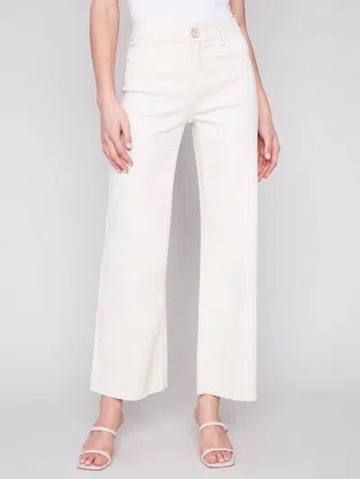 Charlie B Wide Leg Linen Pants In Natural In White