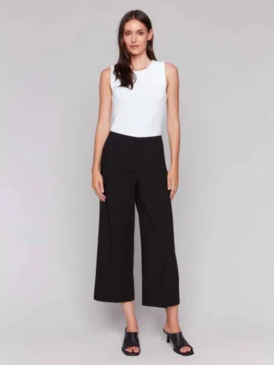 Charlie B Wide Leg Pants With Side Zippers In Black
