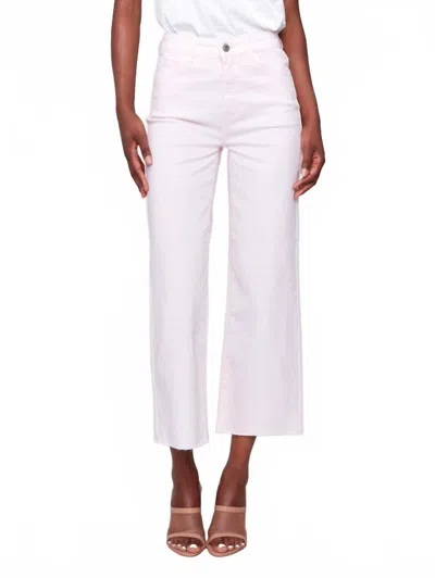 Charlie B Wide Leg Twill Pants With Raw Edge In Petal In Pink