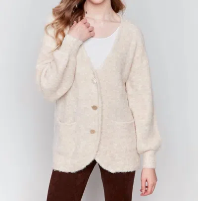 Charlie B Women's Boucle Net Cardigan In Heather Beige In Neutral