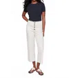 Charlie B Front Button-fly Crop Twill Pants In Natural In White