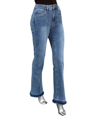 Charlie B Women's Contrasting Hem Jeans In Medium Blue