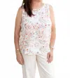Charlie B Women's Crew Neck Sleeveless Top In Multi In White