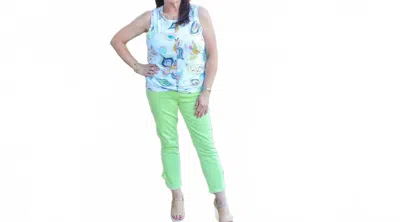 Charlie B Women's Crew Neck Twisted Hem At Front Tank In Multi In Blue