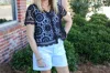 Charlie B Women's Crochet Bolero Top In Multi In Blue
