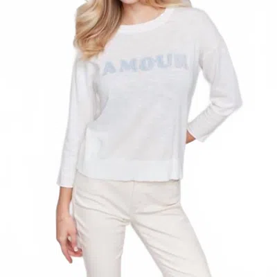 Charlie B Women's Denim Amour Light Weight Sweater In White