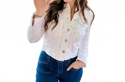 Charlie B Women's Eyelet Denim Jacket In White