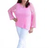 Charlie B Women's Fishnet Sweater In Pink In Pink