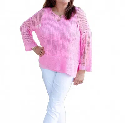 Charlie B Women's Fishnet Sweater In Pink