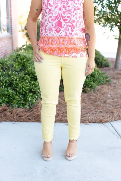 Charlie B Women's Frayed Hem Denim Jeans In Lemonade In Multi