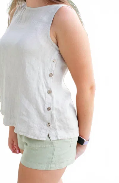 Charlie B Women's Natural Sleeveless Linen Top In White