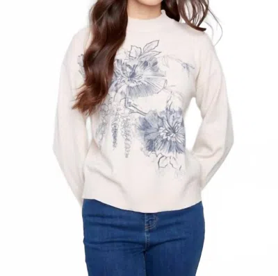Charlie B Women's Printed Mock Neck Sweater In Oat In White