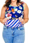 Charlie B Gardenia Reversible Cami Top In Navy In Multi