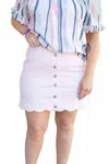 Charlie B Scalloped Hem Button-front Twill Skort In Petal In Pink