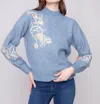 Charlie B Women's Sequined Sweater In Denim In Multi