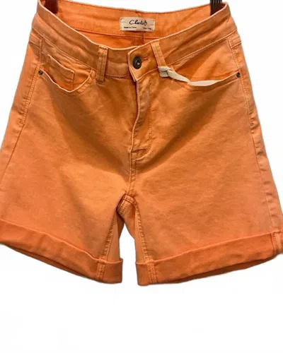 Charlie B Women's Twill Short With Roll Up In Orange