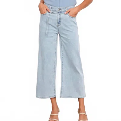 Charlie B Women's Wide Leg Belted Stretch Denim Jean In Blue