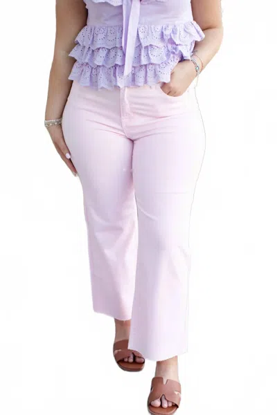 Charlie B Women's Wide Leg Raw Edge Pant In Pink In Purple
