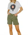 Charlie B Womens Cargo Short In Celadon In Green