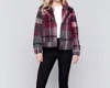 Charlie B Wool Lined Jacket In Mulberry Plaid