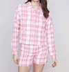 Charlie B Yarn Dye Checkered Jacket In Light Punch