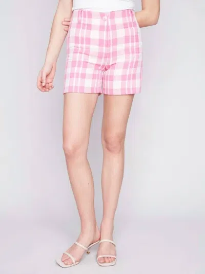 Charlie B Yarn Dye Checkered Shorts In Light Punch