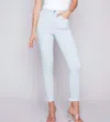 Charlie B Yarn Dye Five Pocket Ankle Length Jeans In Stripes In Multi
