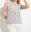 Charlie B Yarn-dye Stripe Sleeveless Top In Tan Multi In Multi