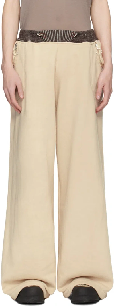 Charlie Constantinou Beige Wide Cut Sweatpants In Beige Garment Dye