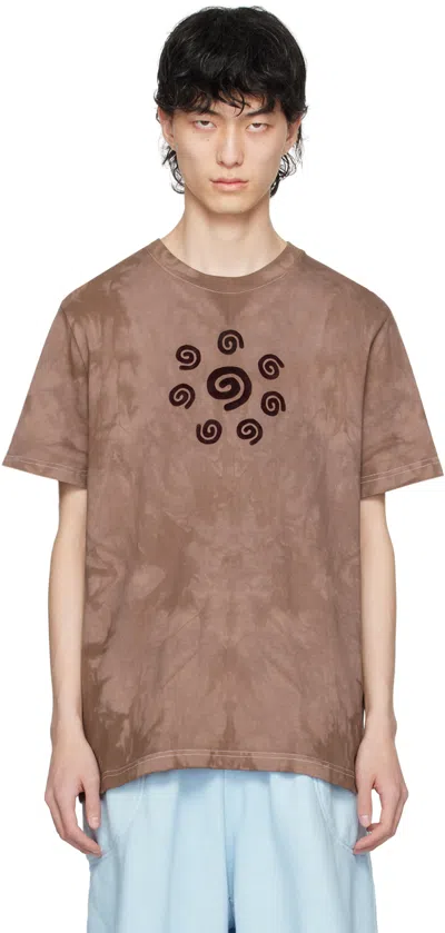 Charlie Constantinou Brown Flocked Spiral T-shirt In Dark Brown Garment D