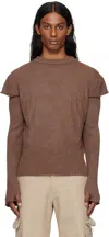 Charlie Constantinou Brown Light Knit Long Sleeve Sweater In Brown (garment Dye)