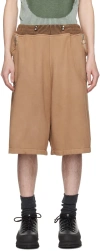 Charlie Constantinou Brown Wide Cut Shorts In Brown Garment Dye