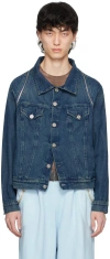 Charlie Constantinou Indigo Convertible Denim Jacket In Washed Indigo