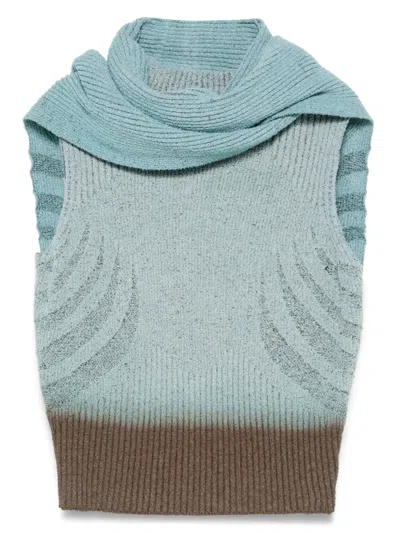Charlie Constantinou Knitted Top And Scarf Set In Green